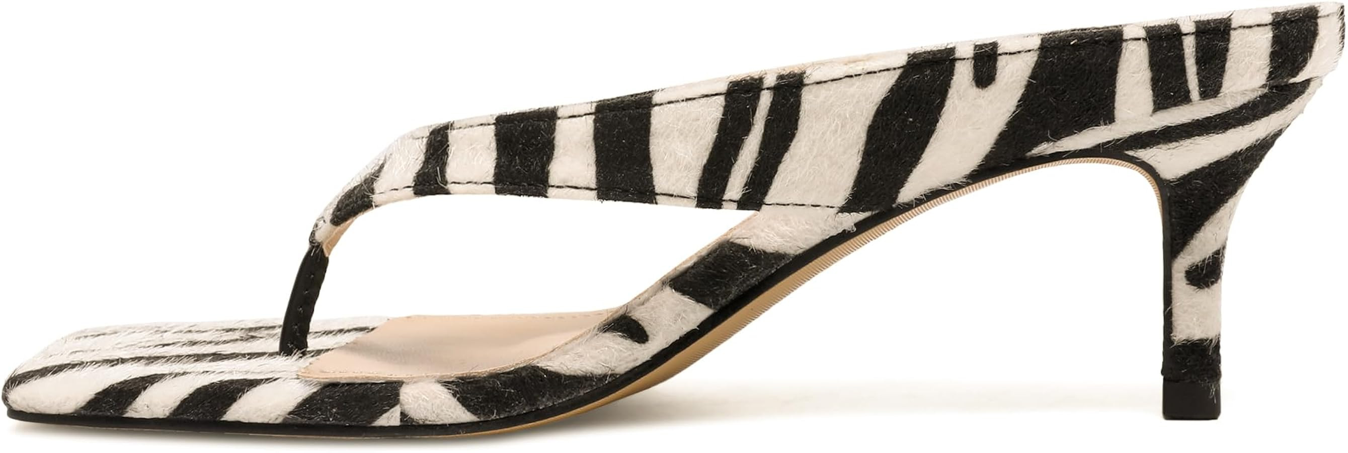 Riekany Kitten Heeled Sandals for Women Slip On Square Clip Toe Flip Flips Low Heel Pumps Comfort... | Amazon (US)