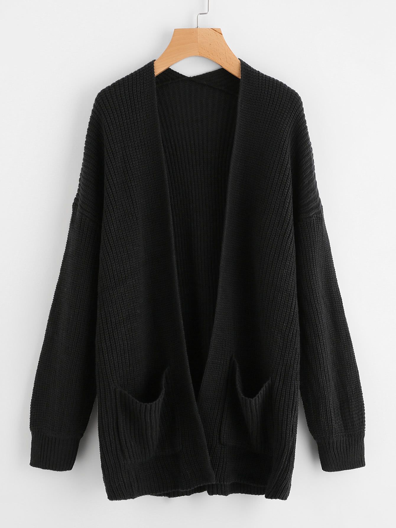 Drop Shoulder Pocket Front Sweater Coat | ROMWE