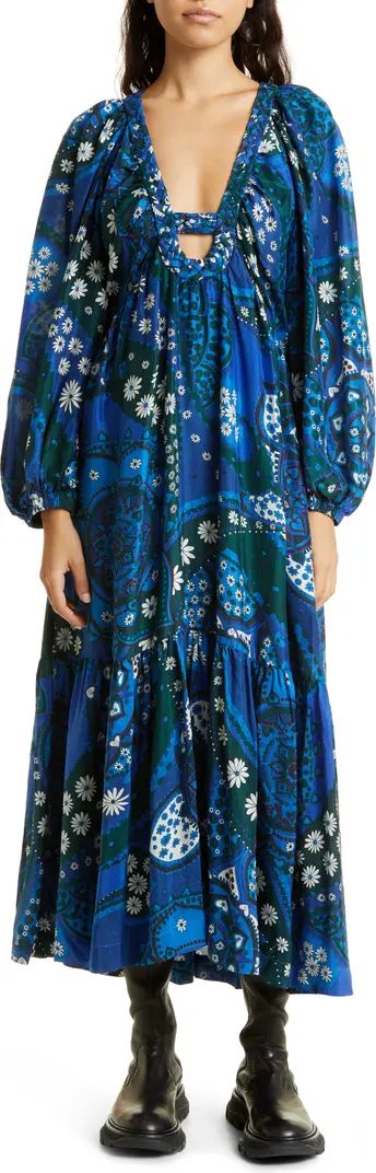 Patty Floral Long Sleeve Silk Dress | Nordstrom