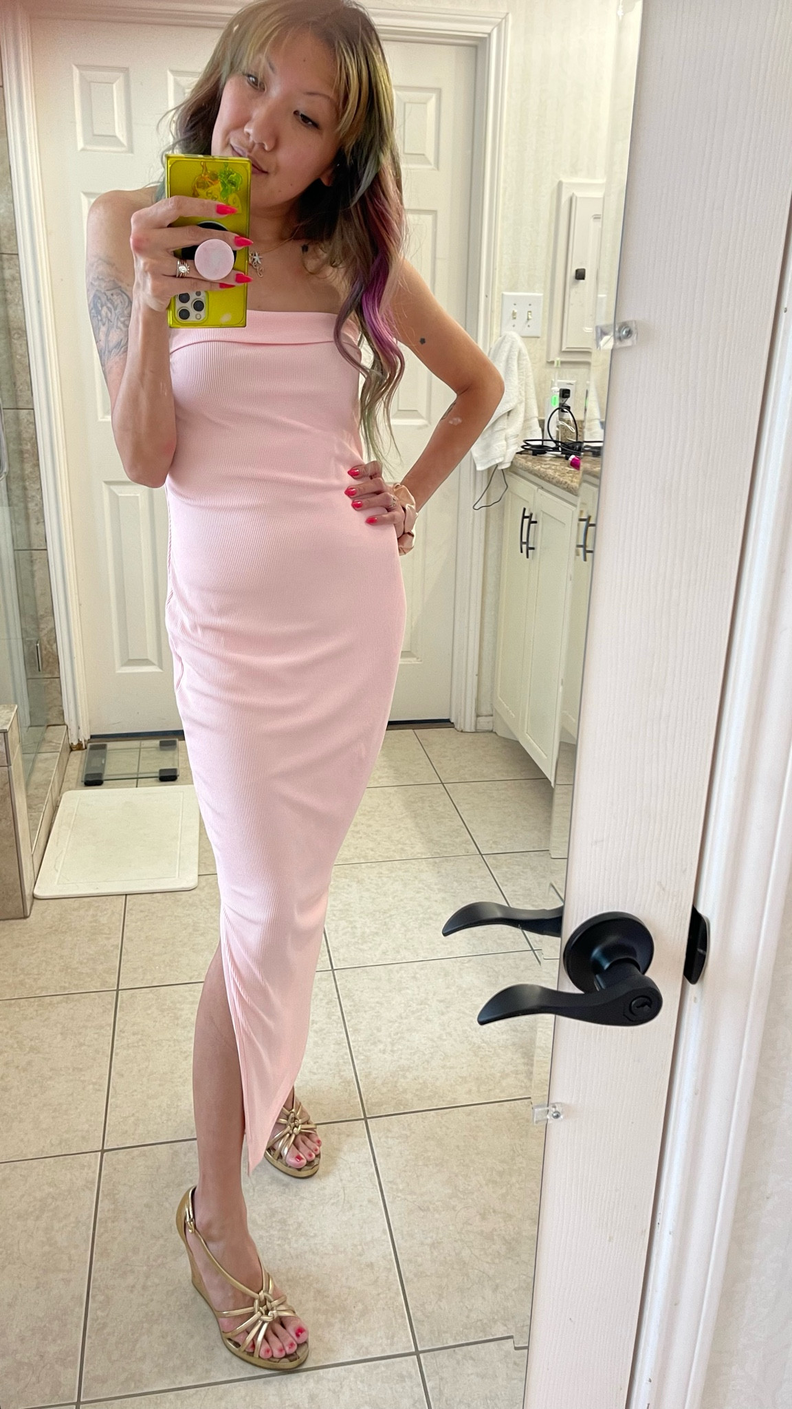 Wear a light colored dress (without everything being seen through light colored material) with this fully lined strapless dress. 

This dress is very comfortable, stretchy and comes fully lined all the way down to the bottom, not just lined halfway. I’m wearing a black bra and underwear under this light pale pink and you can’t see a thing through it! I love the coverage that it provides, I’d be 100 percent comfortable getting this dress in the white color knowing nothing will show through the white dress. 

The side slit is not terribly high, about knee height, so it’s a dress that works for evening date night or a daytime outfit without looking out of place. 

The top of the dress has grippy material to keep the strapless part up, so you won’t be pulling it up all day long. The fit is slightly larger and the material is stretchy, so if between sizes, size down. 

#LTKFindsUnder50