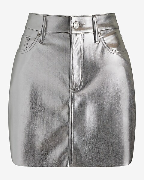High Waisted Metallic Mini Skirt | Express