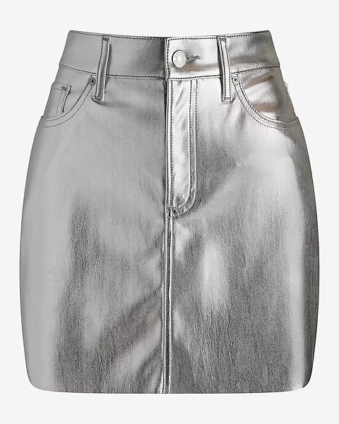 High Waisted Metallic Mini Skirt | Express