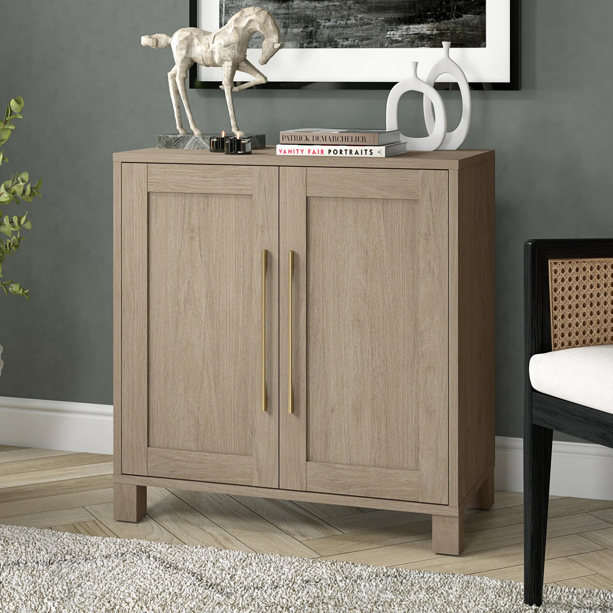 Chabot 28" Wide Rectangular Accent Cabinet in Antiqued Gray Oak | Wayfair North America