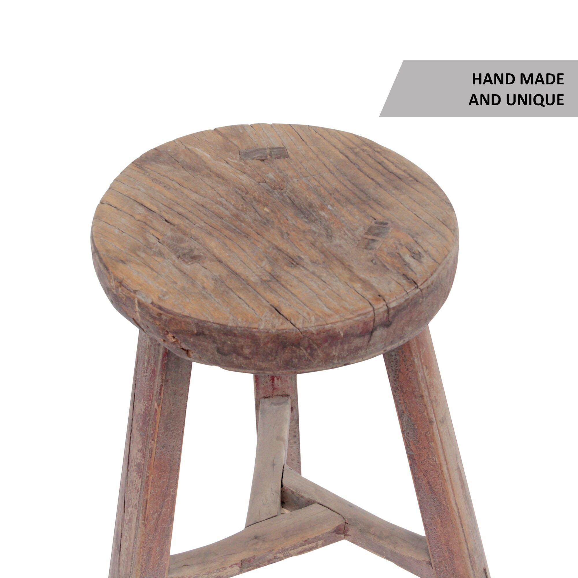 Artissance  Round Vintage Stool, Weathered Natural Wood Finish (Size & Finish Vary) - 9'6" x 12'1... | Walmart (US)