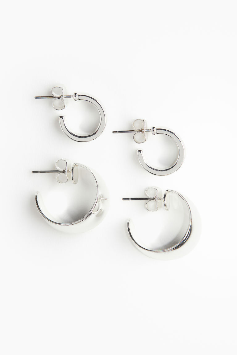 H & M - 2 Pairs Hoop Earrings - Silver | H&M (US + CA)