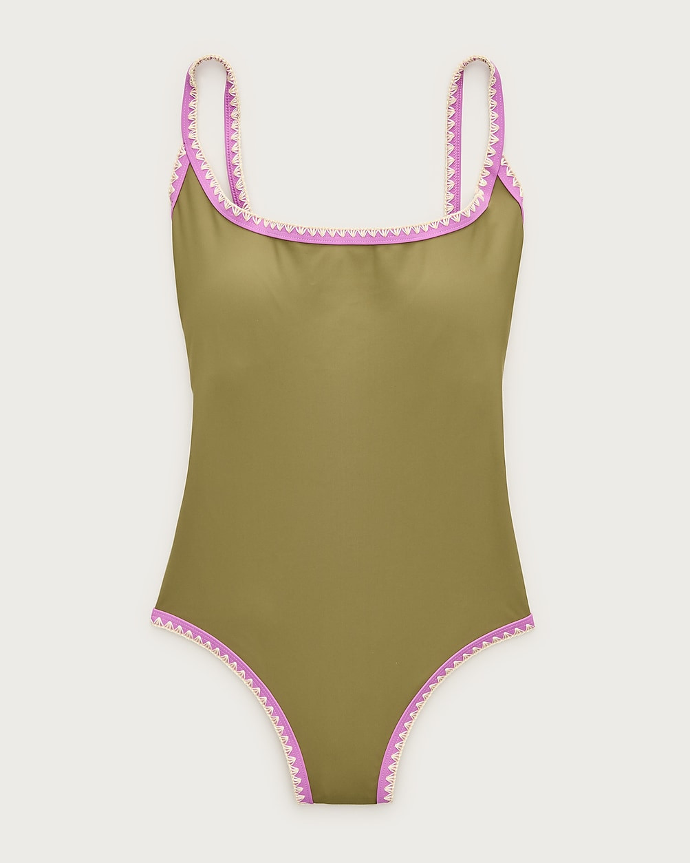 Crochet-trim scoopback one-piece | J. Crew US