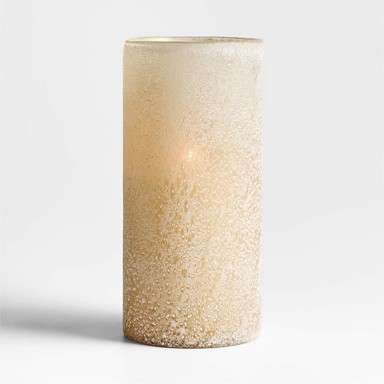 Warm Ivory Sandblasted Large Hurricane Candle Holder 15" | Crate & Barrel | Crate & Barrel