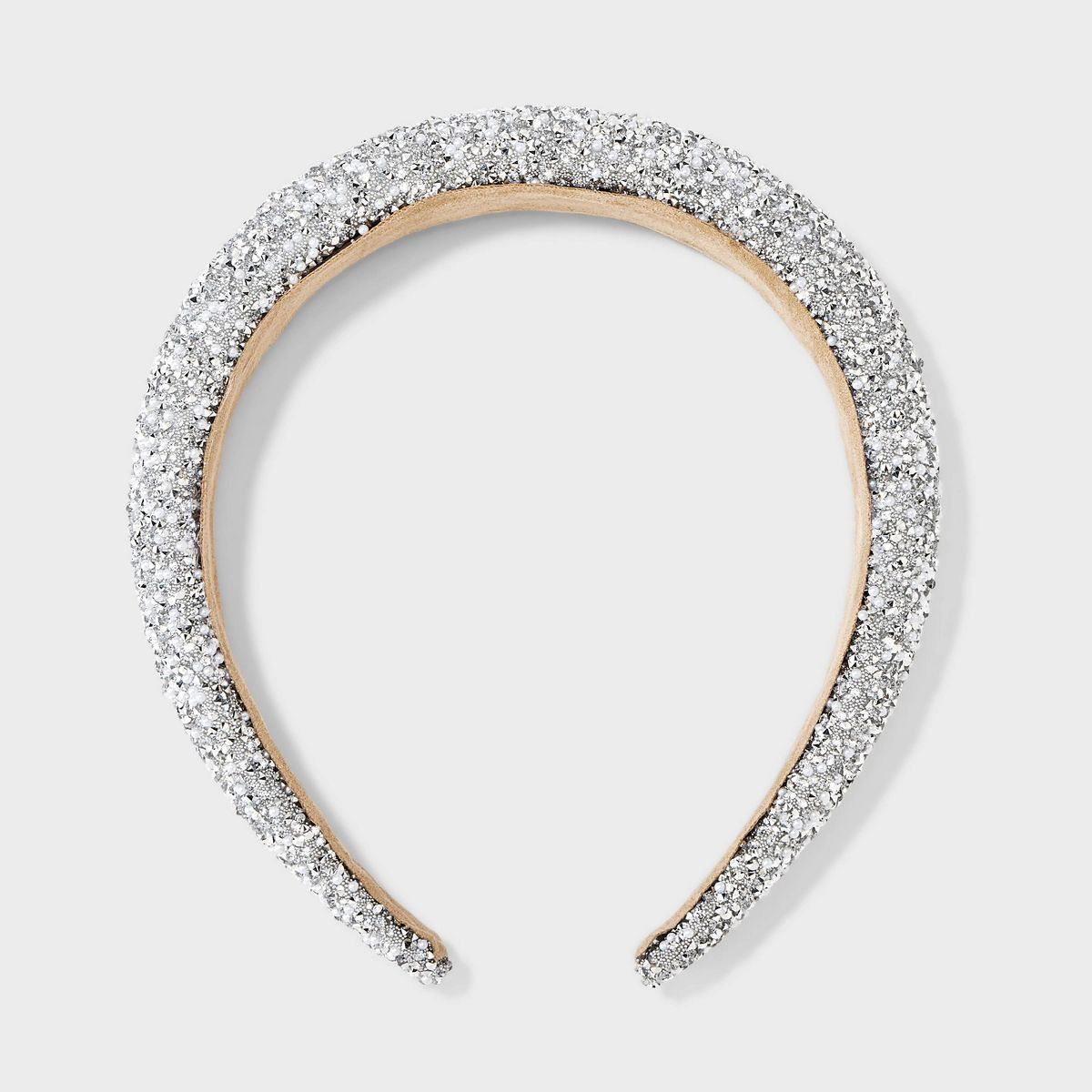 Pearl and Stone White Padded Headband - Silver | Target