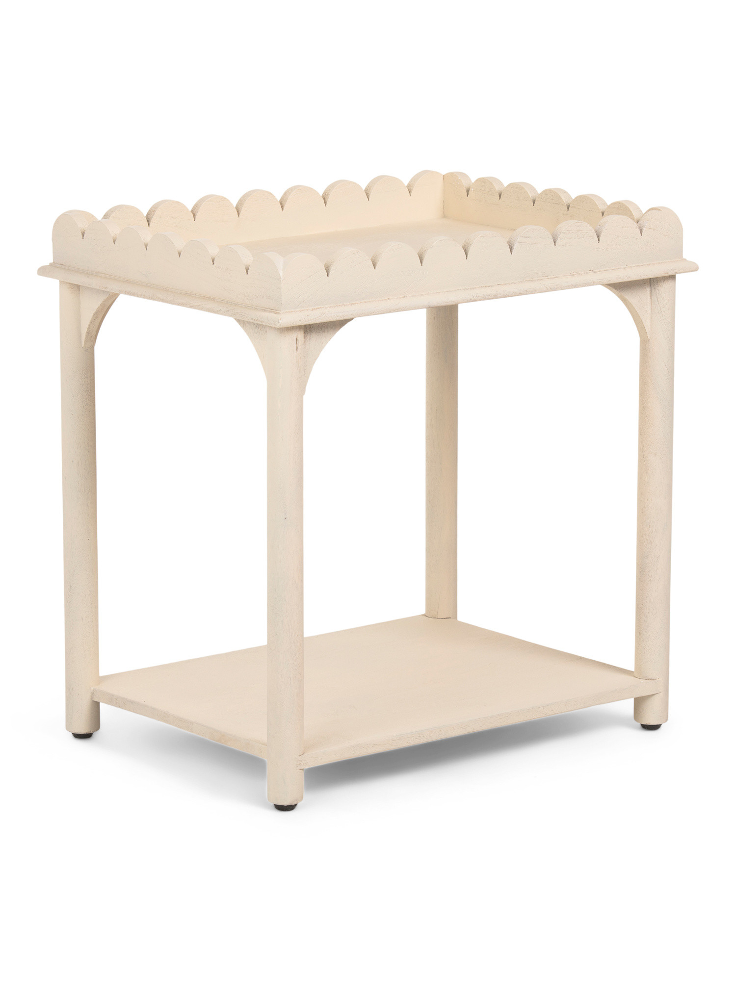 24.5x24x18 Scalloped Wood Rectangle Side Table | TJ Maxx