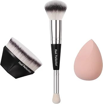 Real Perfection Makeup Brush Set - Kabuki, Blush, Concealer, Blending Brushes & Sponge for Founda... | Amazon (US)