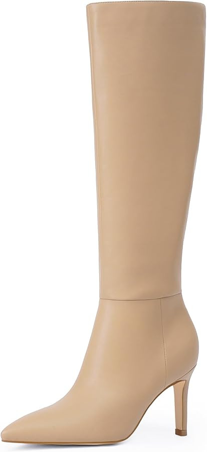 Knee High Boots Women Pointed Toe Tall Boots 3 In Stiletto High Heel Long Boots Side Zipper Dress... | Amazon (US)