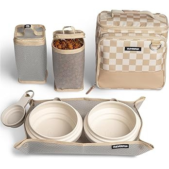 Large 7-Piece Bistro Box Dog Food Travel Kit, 12-Cup Kibble Storage, 2 Silicone Bowls, Mat & Scoo... | Amazon (US)