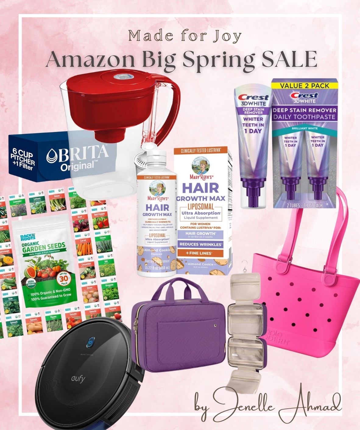 Some of today’s favorite finds! 😍 whiter teeth, longer hair, robot vacuum, water filter, summer bag, organic seeds, and my favorite travel makeup bag! - just to name a few. 👏🏻 ALL ON SALE

#LTKSaleAlert #LTKTravel #LTKFindsUnder50