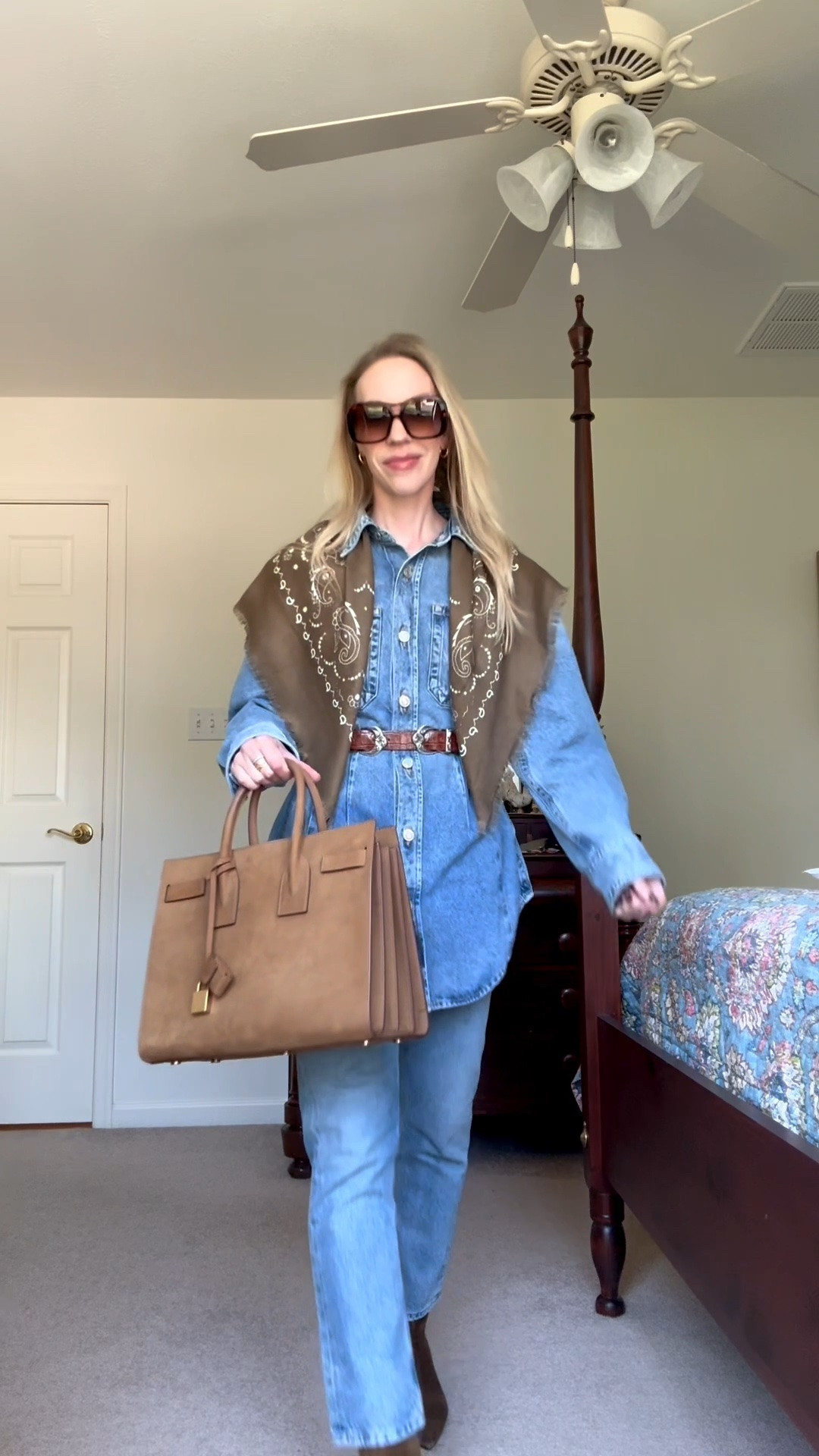 Western fall outfit, all denim outfit, denim on denim, bandana scarf, western belt

#LTKootd #LTKdayinmylife #LTKgrwm