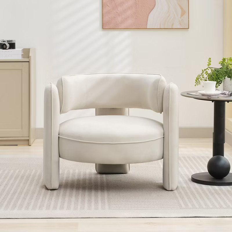 Mid Century Modern Accent Chair with Velvet Fabric,Barrel Armchair for Living Room,Upholstered Ac... | Target