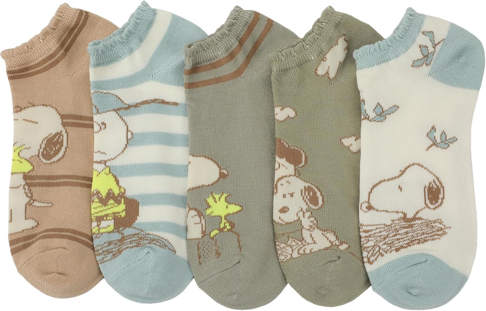 Peanuts Snoopy Character Art Women's 5-Pair Pack Ankle Socks | Amazon (US)