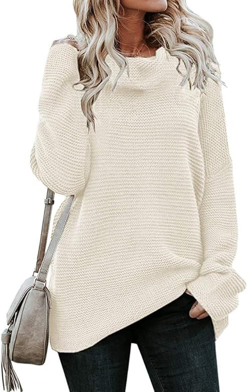 Womens Chunky Turtleneck Sweater Long Sleeve Knit Oversized Pullover Jumper | Amazon (US)