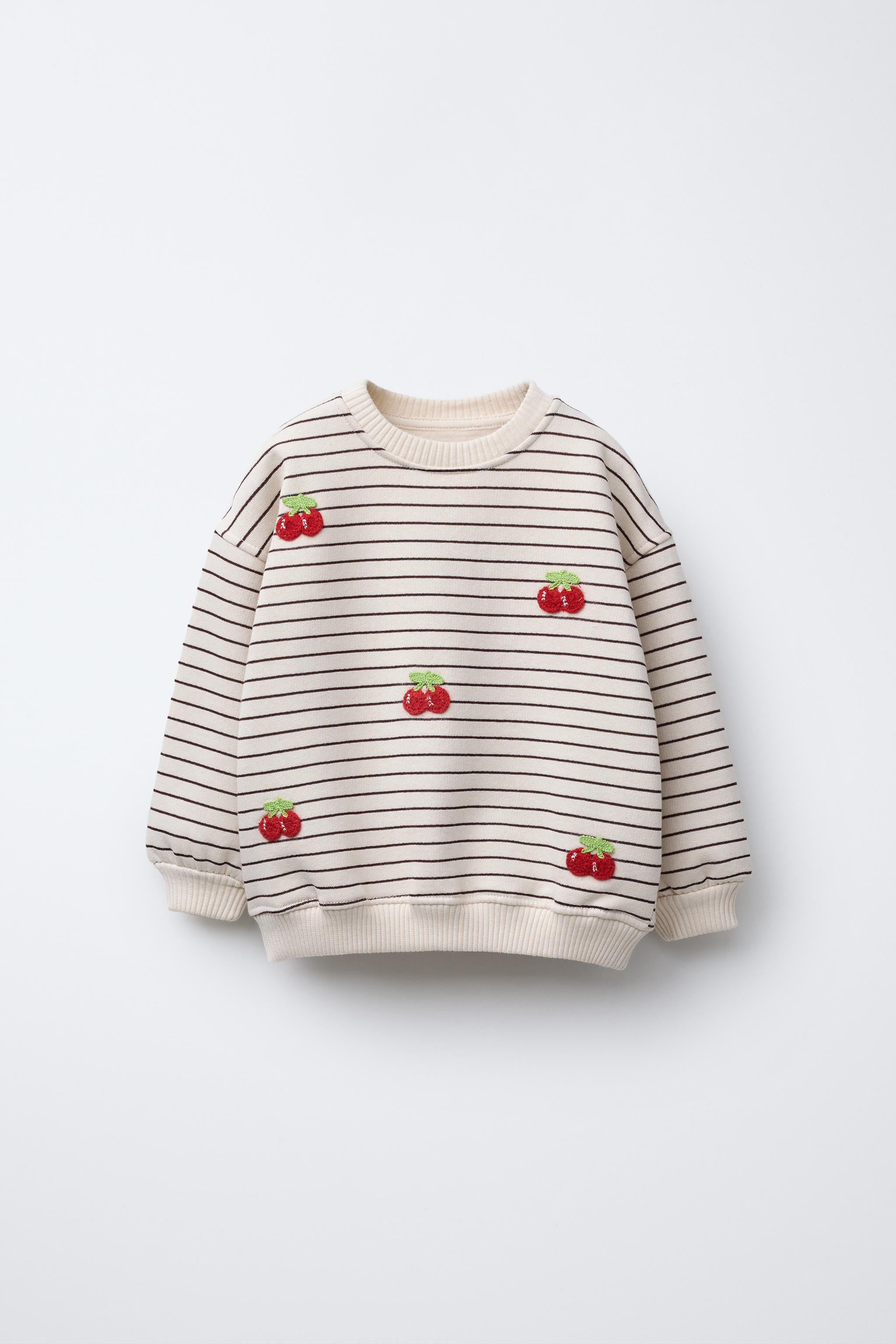EMBROIDERED CHERRY STRIPE SWEATSHIRT | Zara US