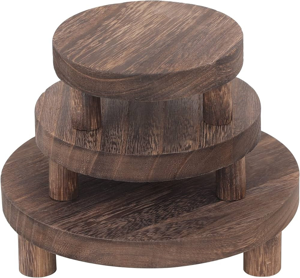 JKLIND 3PCS Wooden Display Riser for Display,Round Display Stand,Wood Riser Pedestal Stand for Ho... | Amazon (US)