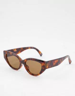 ASOS DESIGN recycled frame cat eye sunglasses with bevel detail in brown tort | ASOS | ASOS (Global)