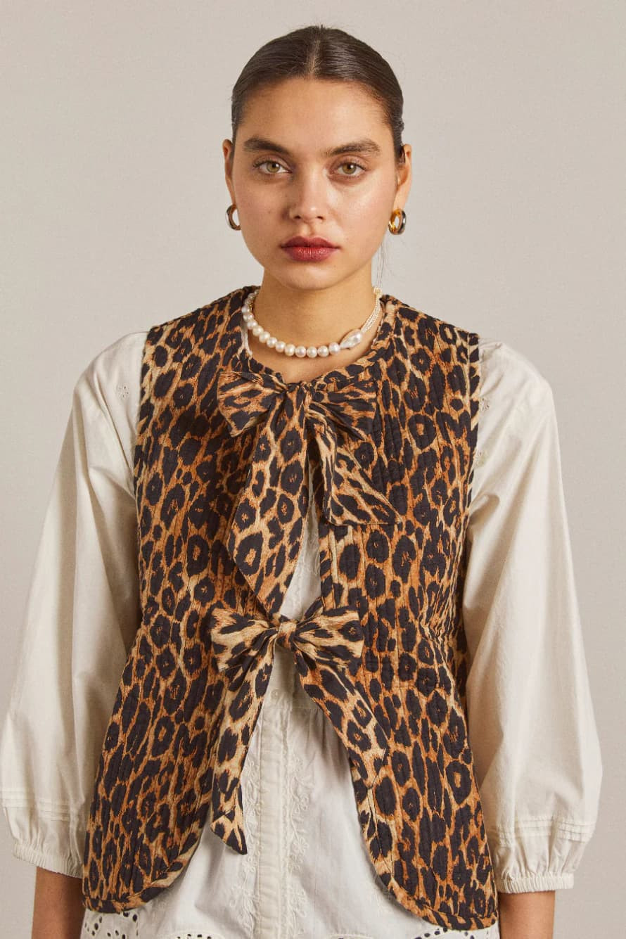 Damson Madder Damson Madder Tilly Leopard Tie Gilet - Trouva | Trouva (Global)