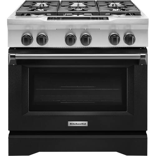 KitchenAid - 5.1 Cu. Ft. Self-Cleaning Freestanding Dual Fuel Convection Range - Imperial Black | Best Buy U.S.