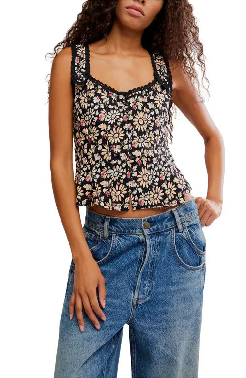 Free People Bridgette Corset Peplum Top in Black Combo at Nordstrom, Size Medium | Nordstrom