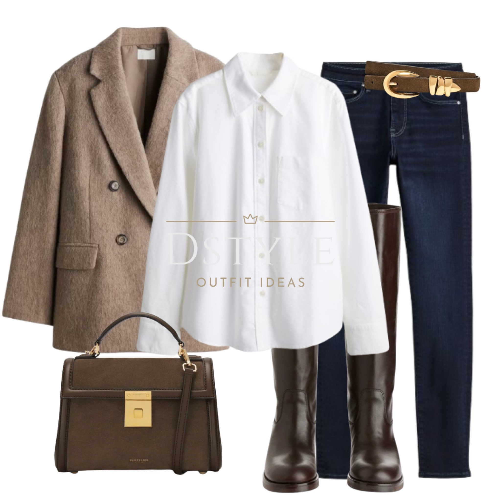 Beige wool blend blazer, white shirt, shaping skinny jeans, dark brown leather riding boots, suede belt, brown suede bag

#LTKWorkwear #LTKStyleTip #LTKShoeCrush