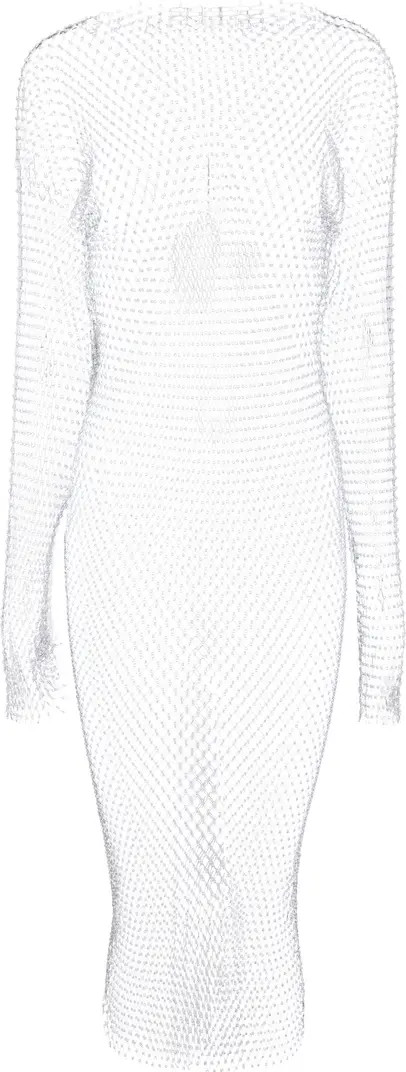Xenia Rhinestone Sheer Long Sleeve Net Dress | Nordstrom