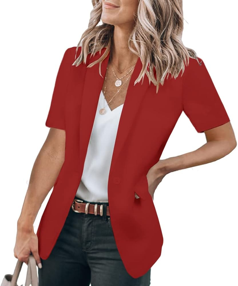 Cicy Bell Women's Casual Blazer Short Sleeve Lapel Open Front Work Office Jacket | Amazon (US)