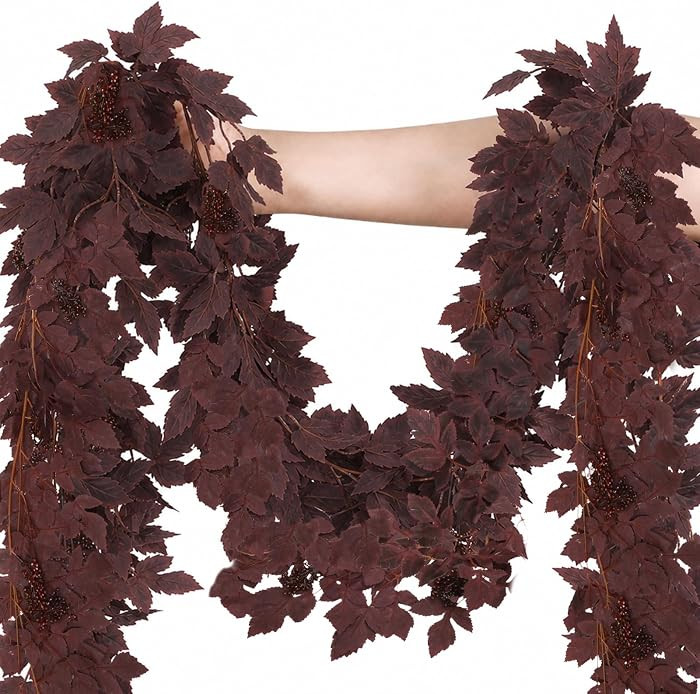 Mega-L Halloween Garland, 2 Pack Purple Grape Leaf Garland Halloween Decor | Amazon (US)