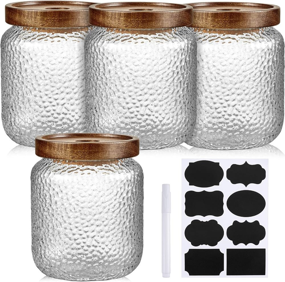 Suclain 4 Pieces 17 oz Vintage Glass Jars with Airtight Lid Anti Slip Glass Storage Canisters wit... | Amazon (US)