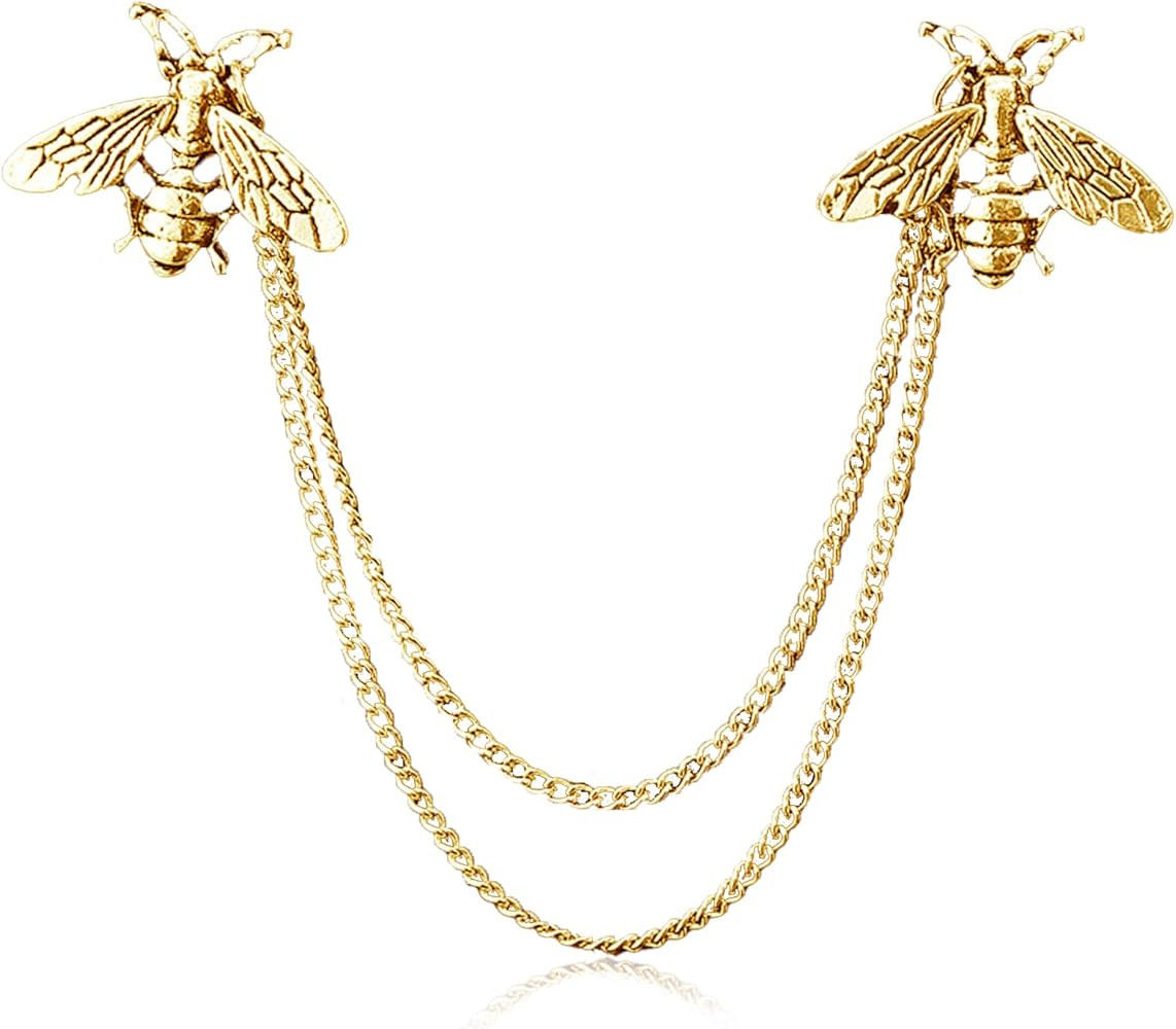 Brooches and Pins for Women Bee Chain Collar Pins for Sambas Bee Pin Collar Brooch Lapel Pin for ... | Amazon (US)