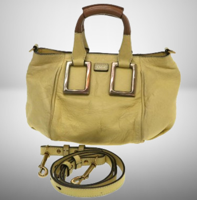 Auténtico Bolso de Hombro Chloe Ethel 2 Vías Asa Superior Cuero Amarillo Beige Dorado | eBay US