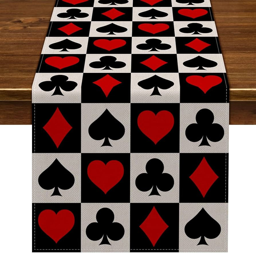 Nepnuser Linen Casino Table Runner Las Vegas Party Decoration Poker Night Themed Birthday Party S... | Amazon (US)
