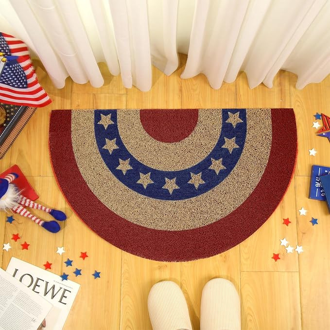 Ceenna Patriotic Half Round Doormat 4th of July Coir Door Mat Indoor Outdoor Patriotic Star Doorm... | Amazon (US)