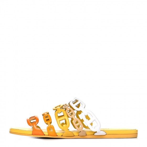 HERMES Nappa Thalassa Sandals 36.5 Jaune Citrone | Fashionphile