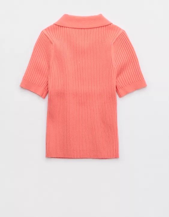 Aerie Sweater Cropped Polo T-Shirt | Aerie