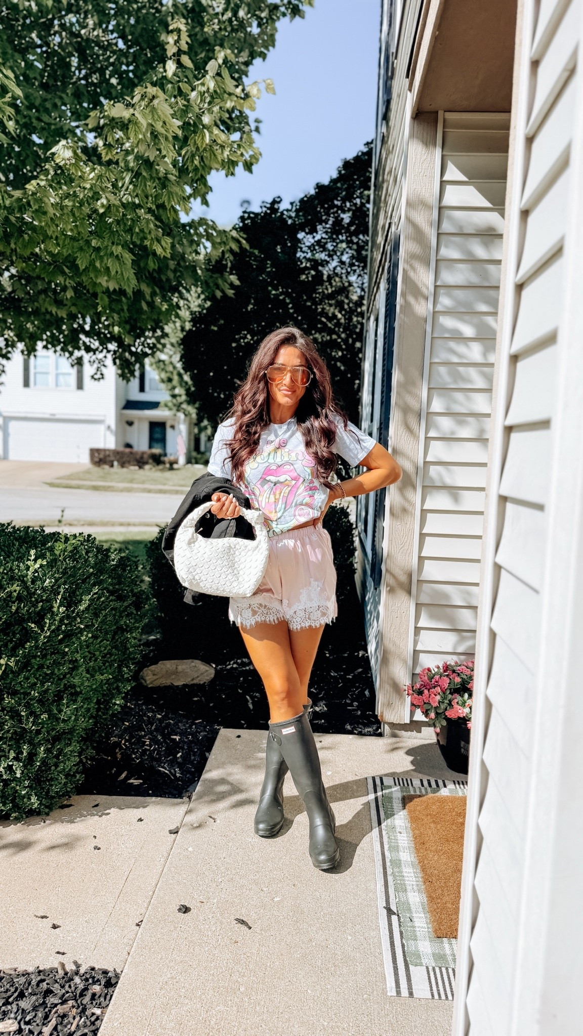 Summer, but make it Fall! Hunter boot season doesn’t have to wait! Love this look with the graphic tee and lace shorts! I size up half in the boots

#LTKootd #LTKSeasonal #LTKPetite