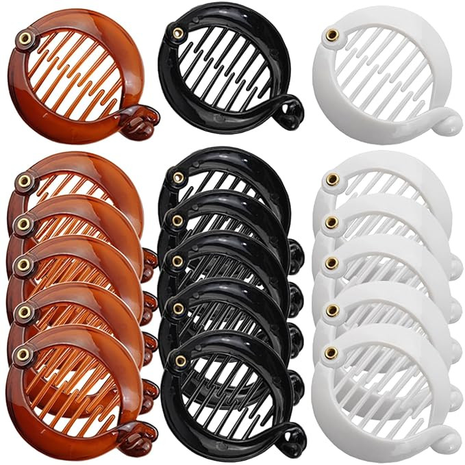 18PCS 2.5" Banana Hair Clips Hair Combs Round Pins Clip Ponytail Holder Hair Accessories Fish Gri... | Amazon (US)