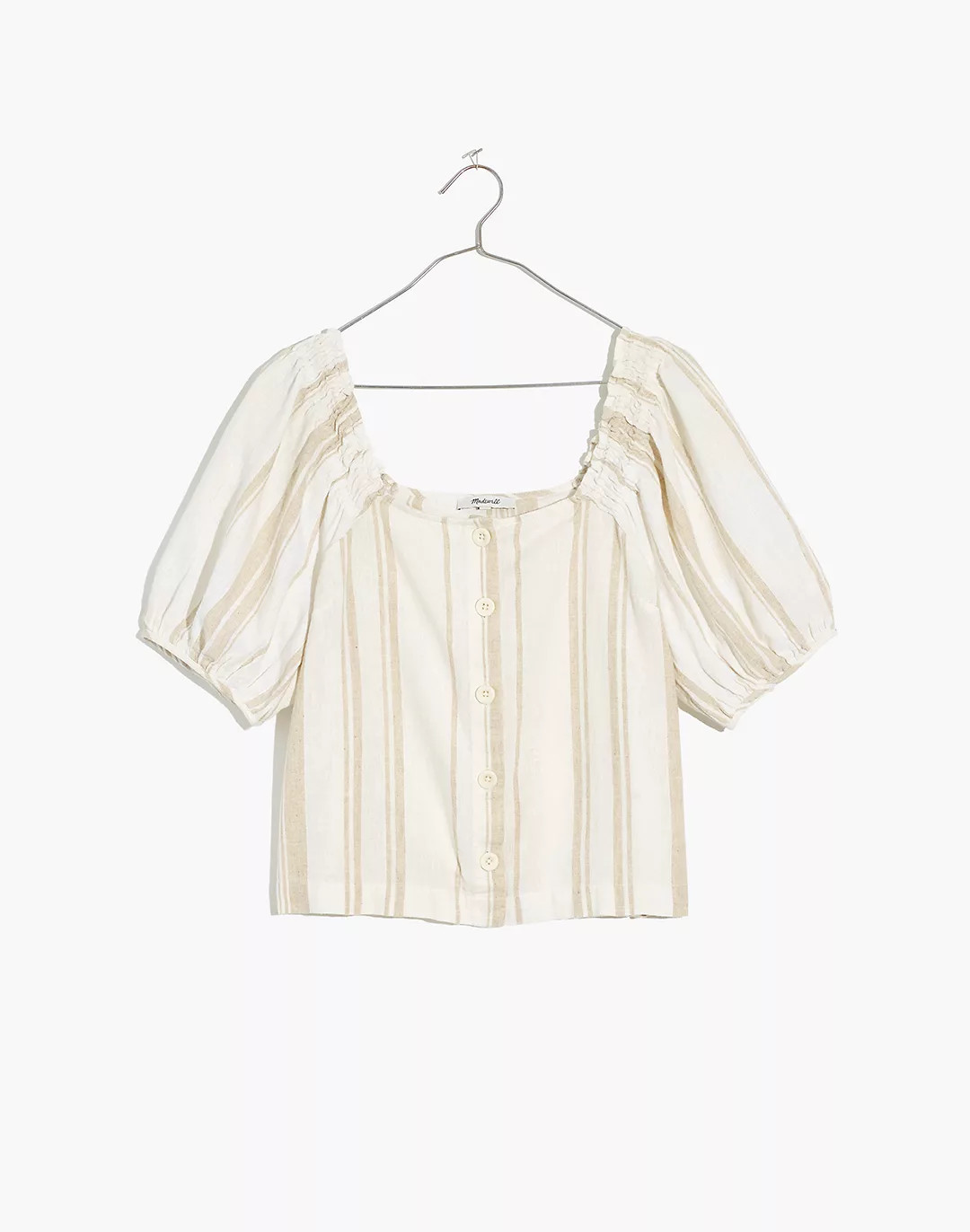 Linen-Blend Square-Neck Button-Front Top: Undyed Edition | Madewell
