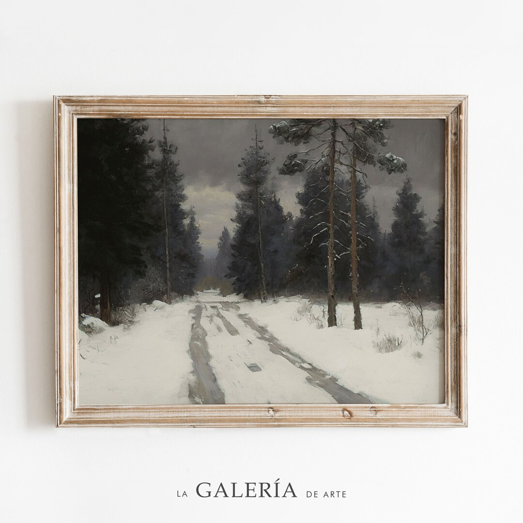 Winter Wall Art Forest Landscape Painting Snowy Woods Print - Etsy | Etsy (US)