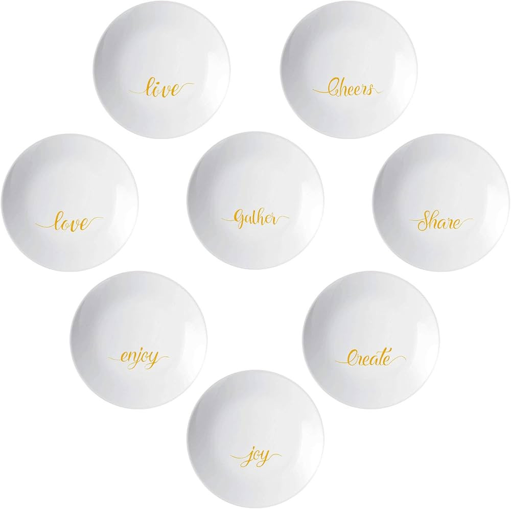 Patelai 8 Pcs 6'' Appetizer Plates Salad Plates Chip Resistant Snack Plates White Dessert Plates ... | Amazon (US)
