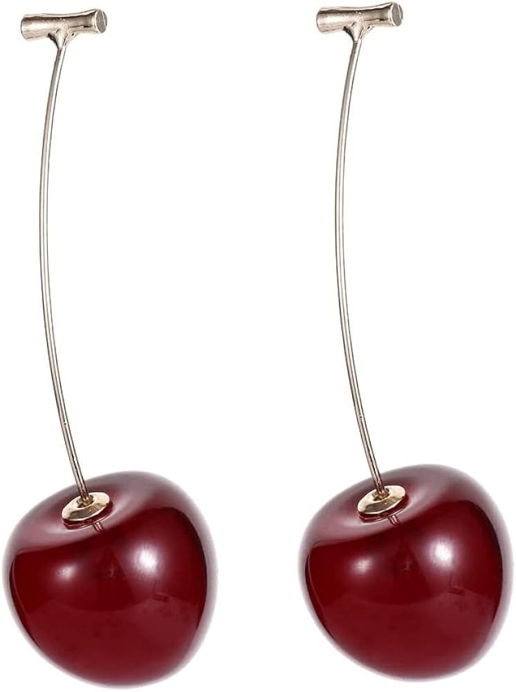 3D Red Cherry Dangle Earrings Dried Flower Acrylic Cherry Drop Earrings Cute Stereo Fruit Earrings Charm Sweet Jewelry Gift Resin Simulated Fruit Earrings for Women Girls | Amazon (US)
