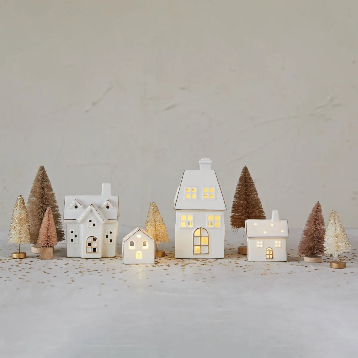 Stoneware Village with LED Lights and Electroplating | Wayfair North America