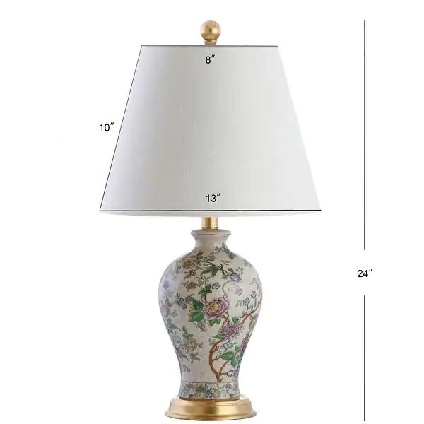 Grace 24" Floral LED Table Lamp, Multi/Brass by JONATHAN Y - Overstock - 35895941 | Bed Bath & Beyond