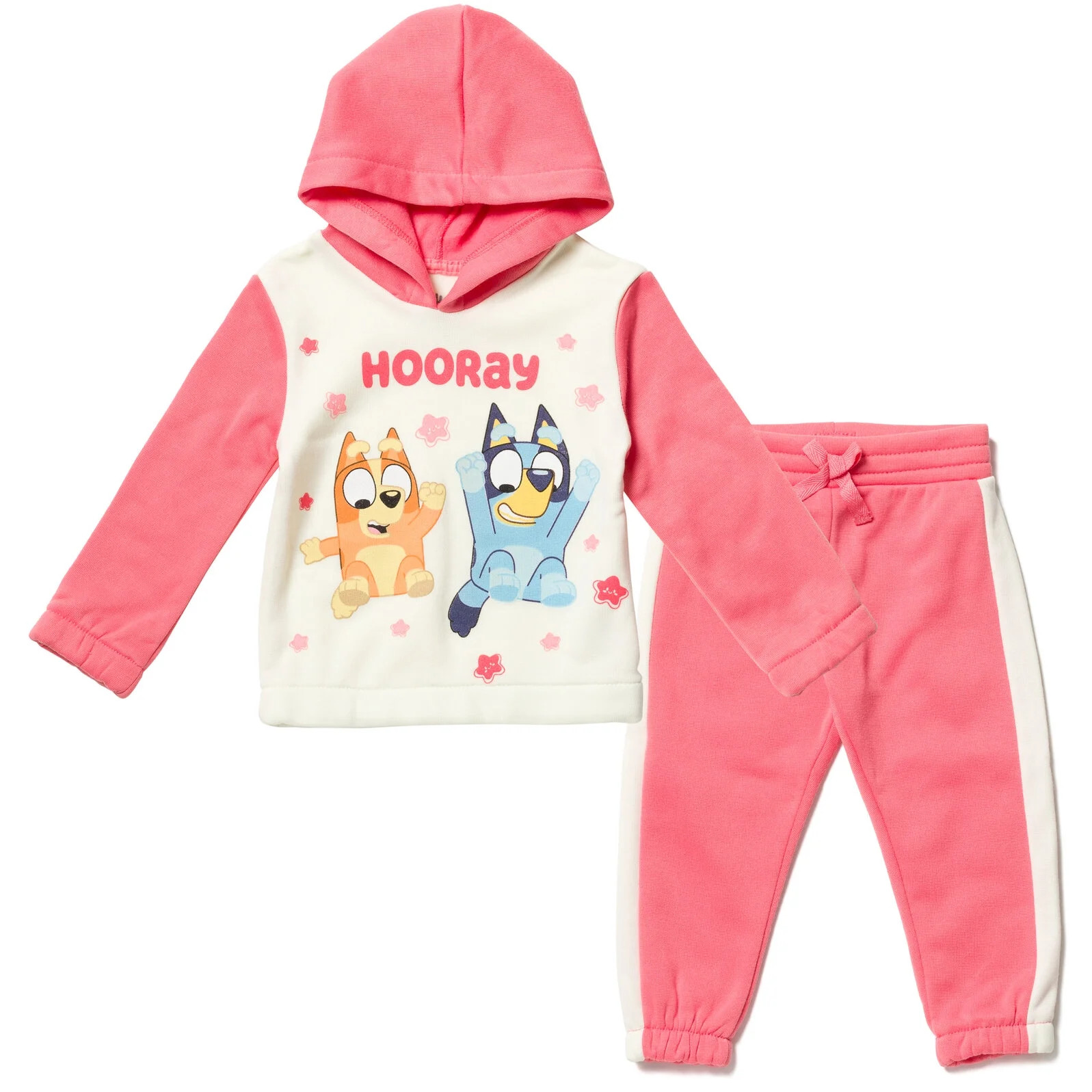 Bluey Bingo Toddler Girls Pullover Hoodie and Fleece Pants Outfit Set | Walmart (US)