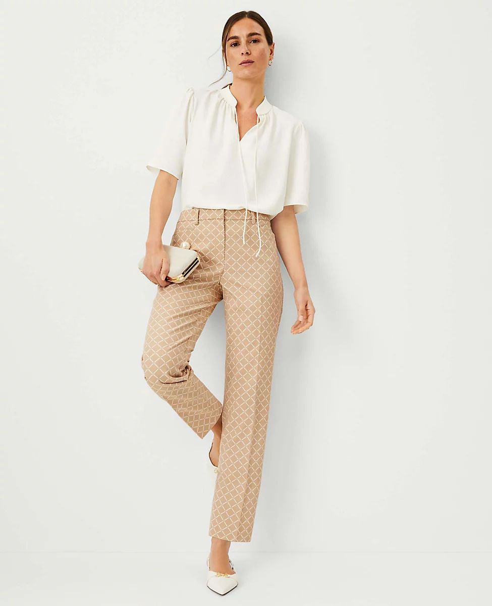 The Relaxed Cotton Ankle Pant in Check | Ann Taylor (US)