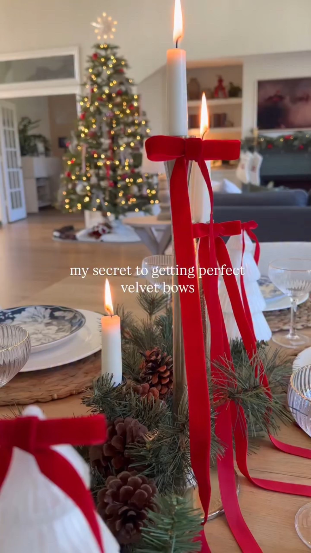 Velvet bows have a way of bringing in all the holiday magic 💫

LIKE + COMMENT FOR A LINK TO MY FAVORITE AMAZON VELVET RIBBON 🎄🎅🏼🤶🏼

✨ There’s just something about a velvet bow that makes everything feel a little more special. From gift wrapping and wreaths to hair accessories and holiday tablescapes — these handmade beauties add the perfect touch of warmth and charm wherever they go. 🎀💫

Ways I use my velvet bows: 

Christmas Home Decor
* Wreath Accent: Tie a large velvet bow at the bottom or top of your Christmas wreath for an instant classic touch.
* Garland Detail: Add smaller bows along your mantel garland or staircase banister — simple but so festive.
* Tree Trim: Use velvet bows in place of ornaments or tie them to the ends of branches for a soft, elegant look.
* Stocking Embellishment: Add a personalized bow to each family member’s stocking for a sweet, matching detail.
* Candle & Centerpiece Finish: Wrap a bow around a candle holder, vase, or centerpiece to make your table glow with warmth.

Festive Fashion & Accessories
* Holiday Hair Bow: Clip one into a ponytail, braid, or bun for a timeless Christmas look.
* Scarf or Coat Detail: Pin a bow to your coat lapel or tie it around your scarf for a soft pop of holiday texture.
* Bag Charm: Tie one onto your handbag or tote strap for a festive finishing touch.

Christmas Gifting
* Gift Topper: Replace traditional ribbon with a lush velvet bow to make every gift feel special.
* Gift Basket Accent: Tie one around a holiday basket handle filled with cookies, cocoa, or small gifts.
* Hostess Gifts: Wrap a velvet bow around a jar of jam, a wine bottle, or baked goods packaging for instant charm.

Festive Home Touches
* Curtain Tiebacks: Replace your everyday tiebacks with deep red or emerald velvet bows for the season.
* Drawer Pull Decor: Tie tiny bows to dresser knobs or kitchen cabinets for a subtle holiday touch.
* Holiday Table Setting: Wrap a thin velvet ribbon around napkins or utensils for your Christmas dinner table.

#fyp #traditional #traditionalchristmas #ralphlauren