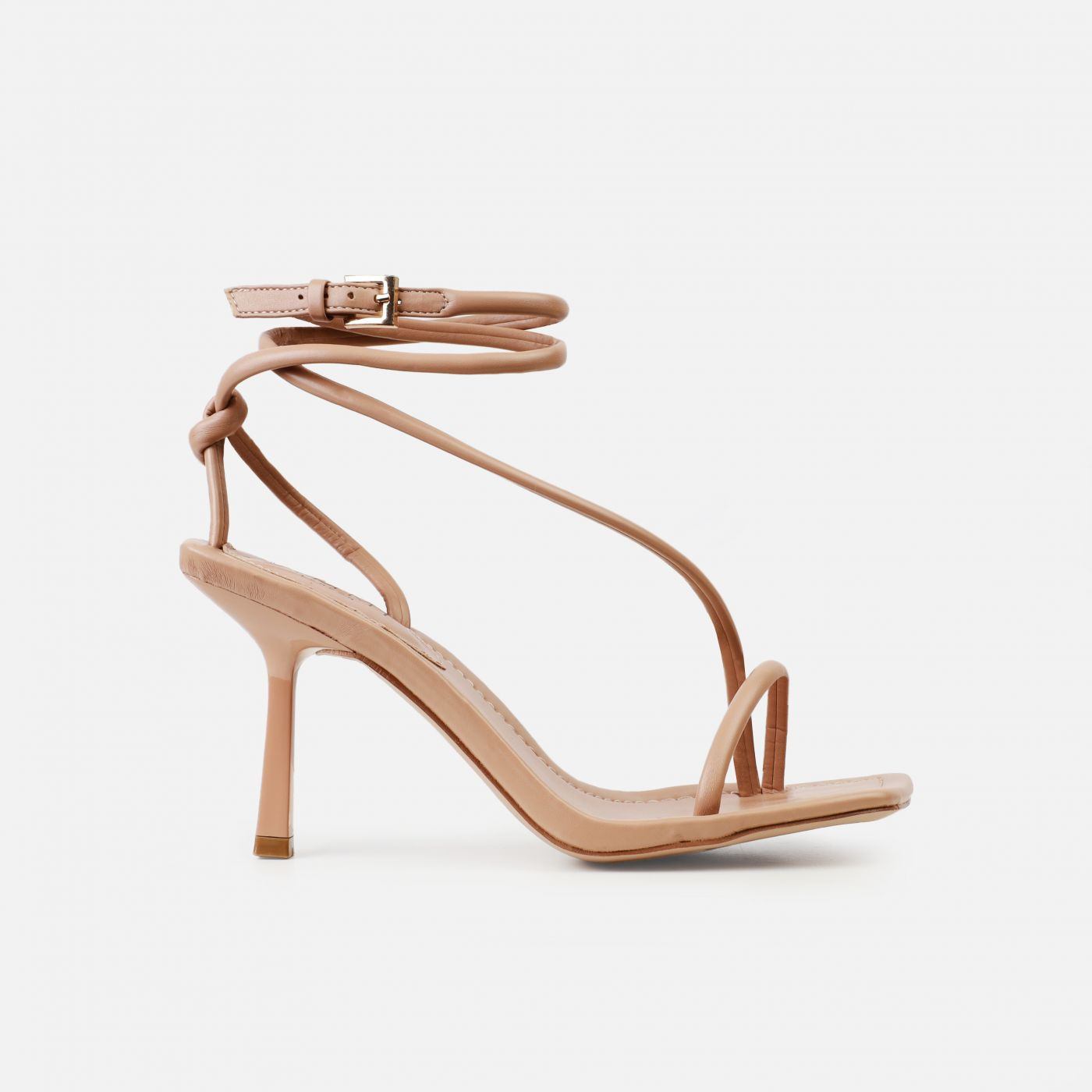 Xylia Nude Strappy Mid Heels | Simmi Shoes